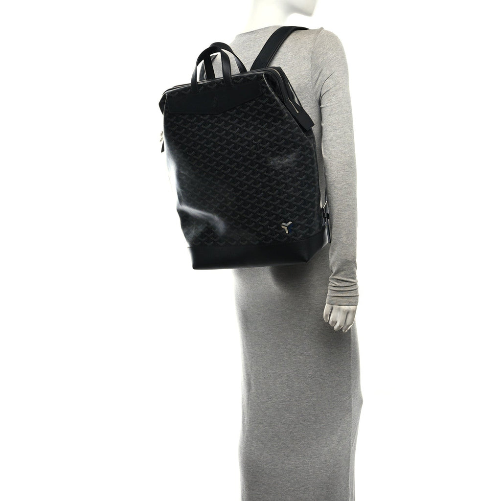 Goyardine Calfskin Cisalpin MM Backpack Jet Black