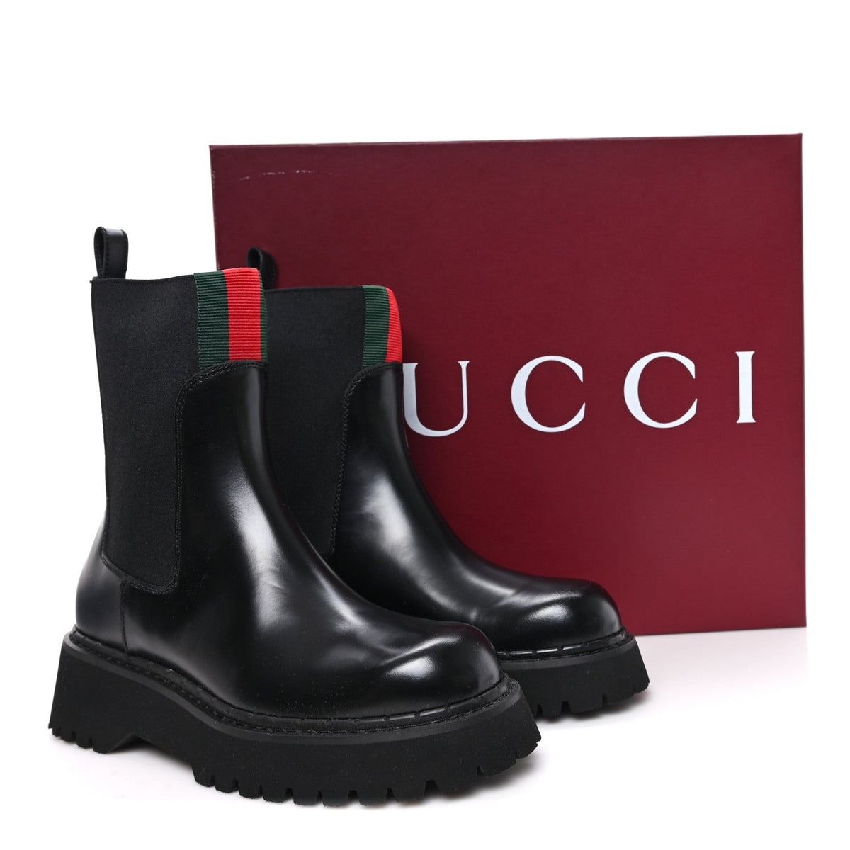 Magnum Calfskin Web Chelsea Ankle Boots 38.5 Black