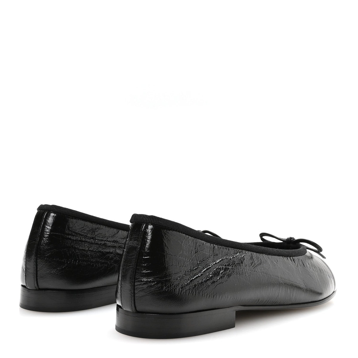 Crumpled Shiny Lambskin Cap Toe CC Ballerina Flats 38 Black White