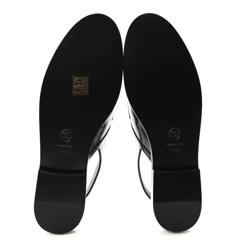Shiny Calfskin Slingback Loafers 40.5 Black