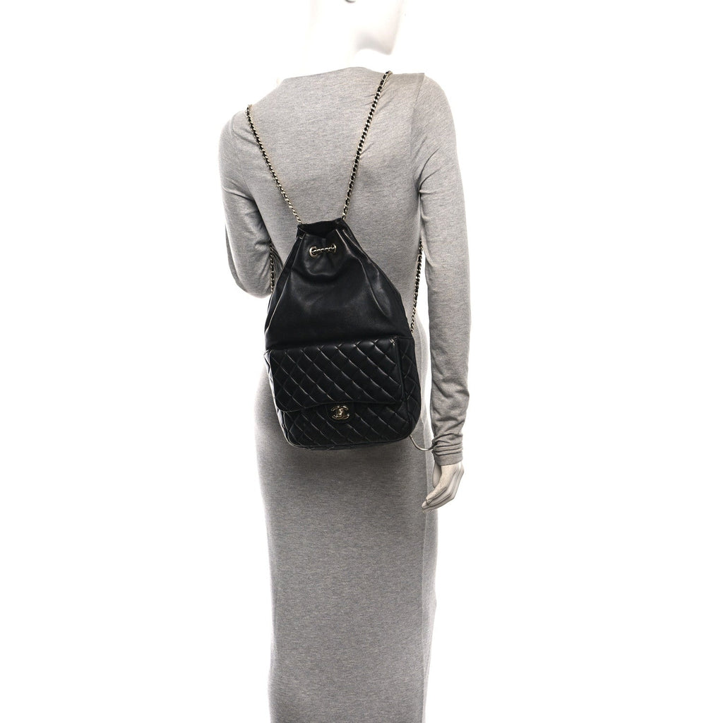 Lambskin Quilted Large in Seoul Backpack Black