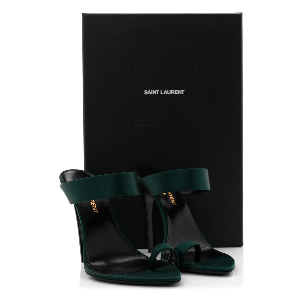Crepe Satin Martha Mule 110 Sandals 35.5 Dorian Green