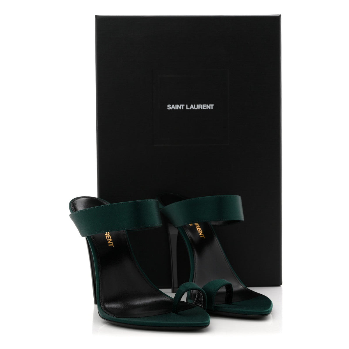 Crepe Satin Martha Mule 110 Sandals 35.5 Dorian Green