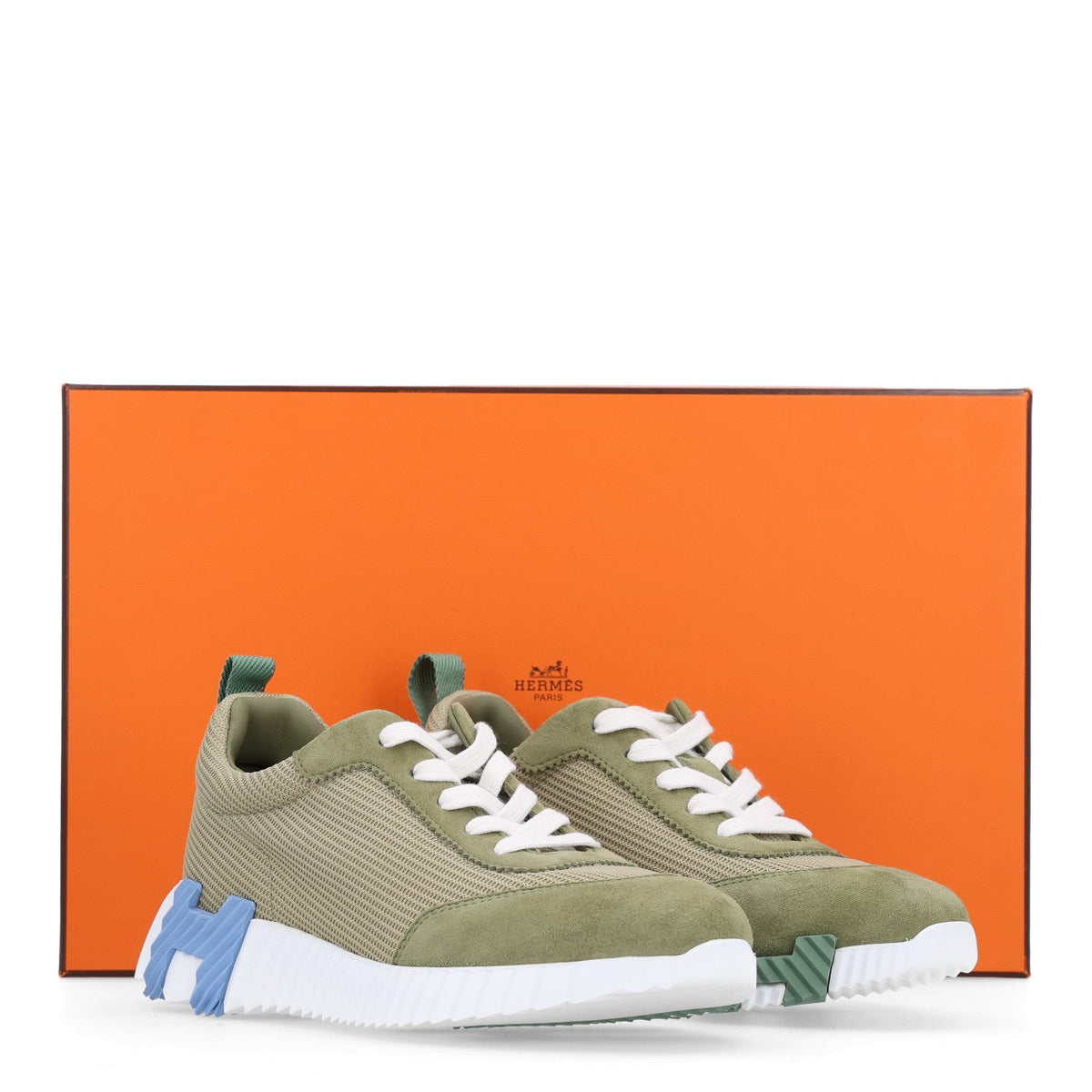 Technical Mesh Suede Goatskin Bouncing Sneakers 35 Vert Celadon