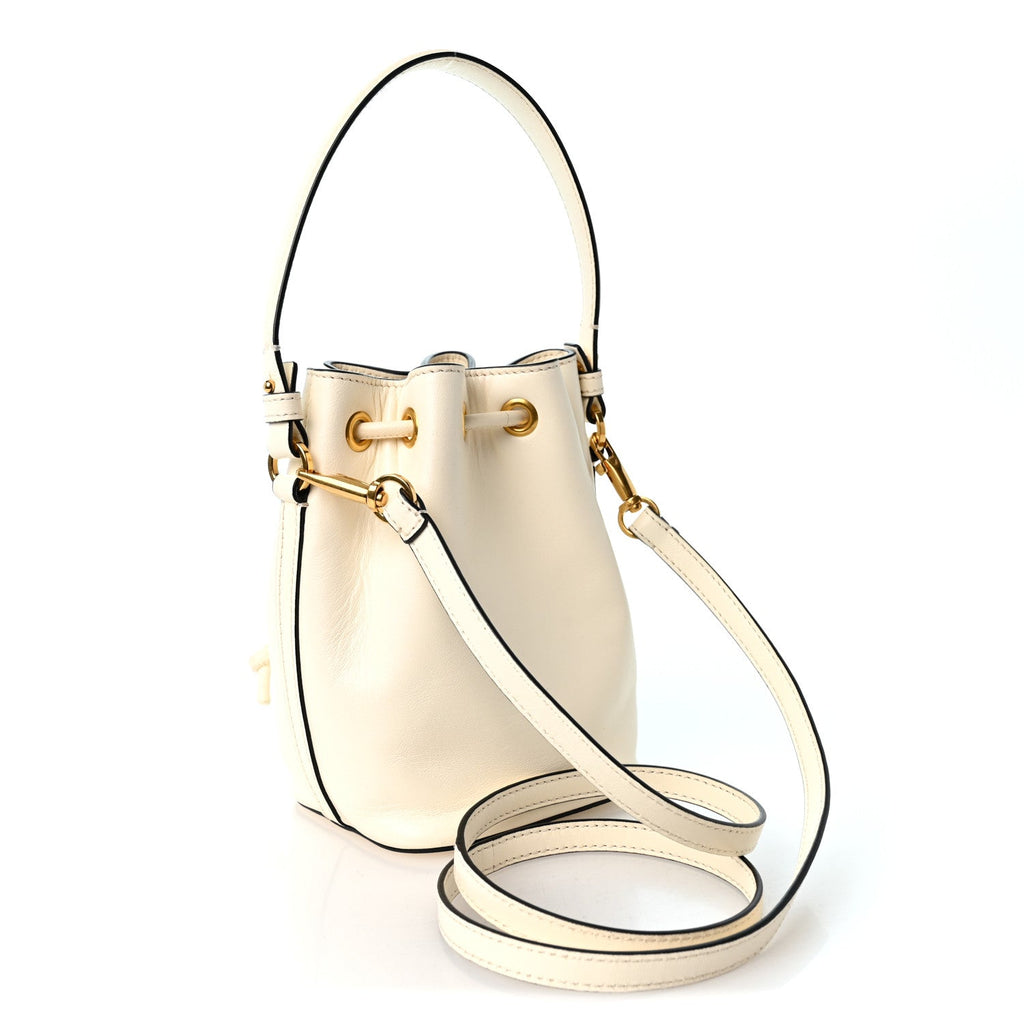Nappa Mini VLogo Signature Bucket Bag Light Ivory
