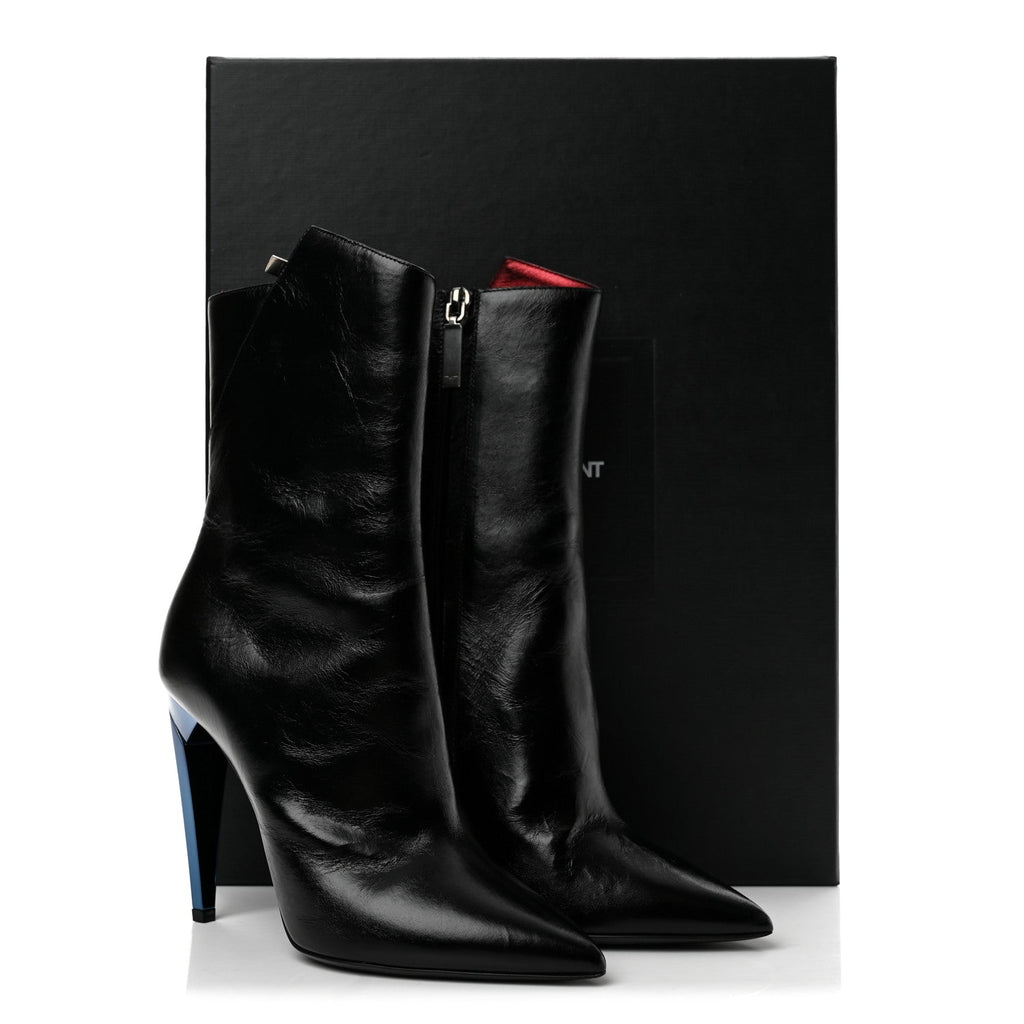 Nappa Silk Freja 105 Zip Booties 35 Black Metal Cherry