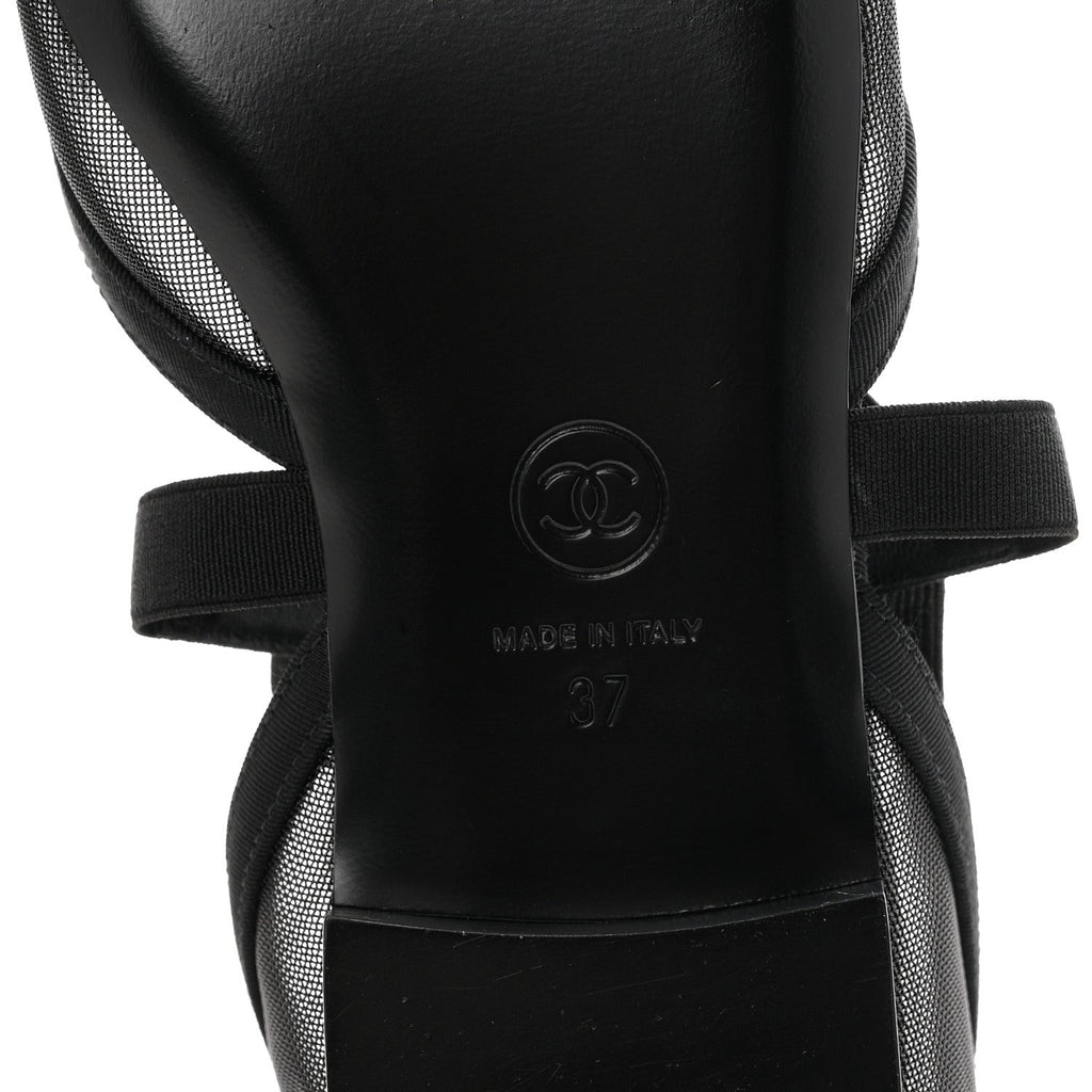Mesh Grosgrain Mary Janes Flats 37 Black