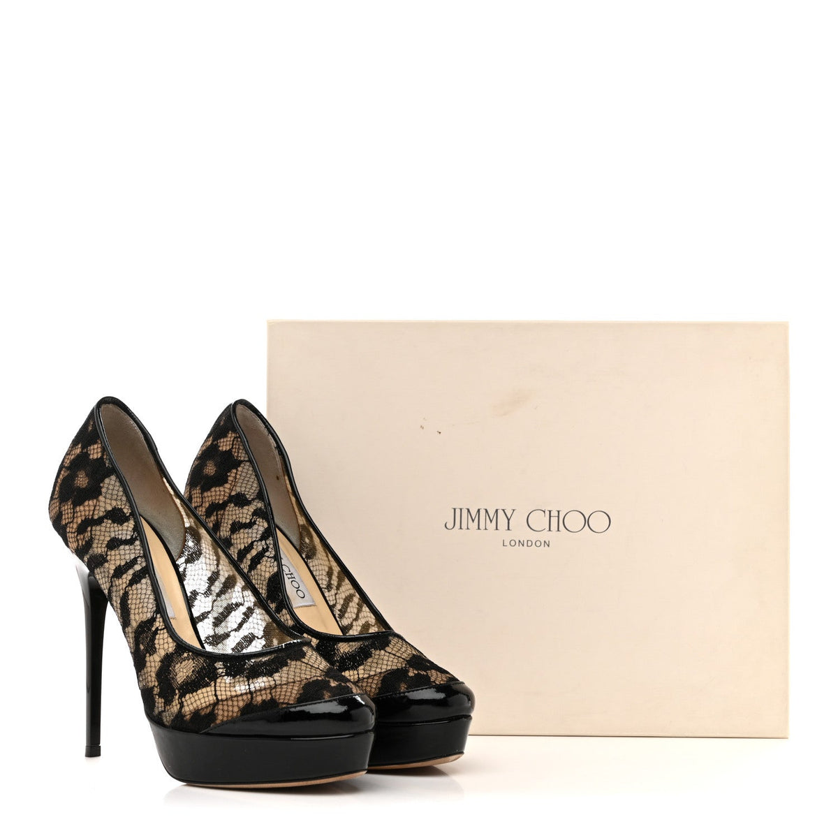 Lace Patent Pumps 36.5 Black