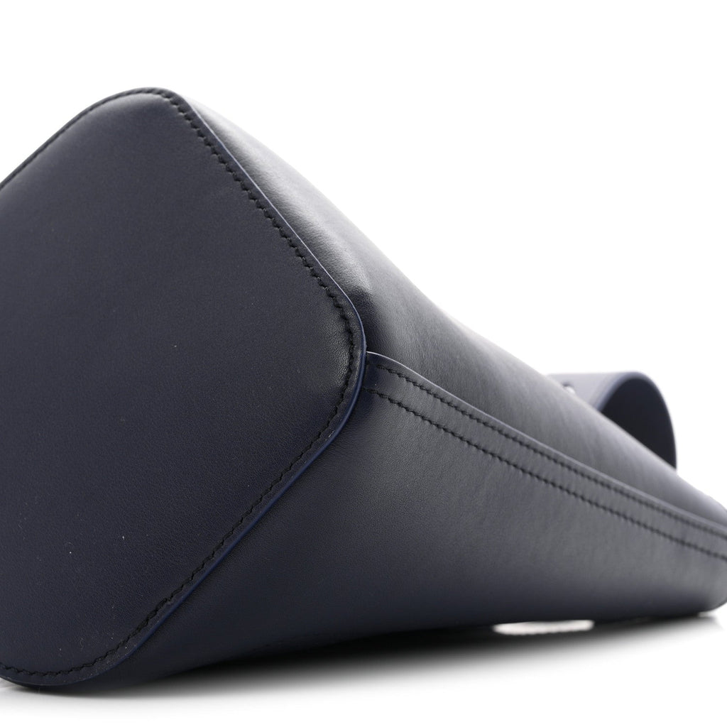Soft Grained Calfskin Mini Pebble Bucket Bag Navy